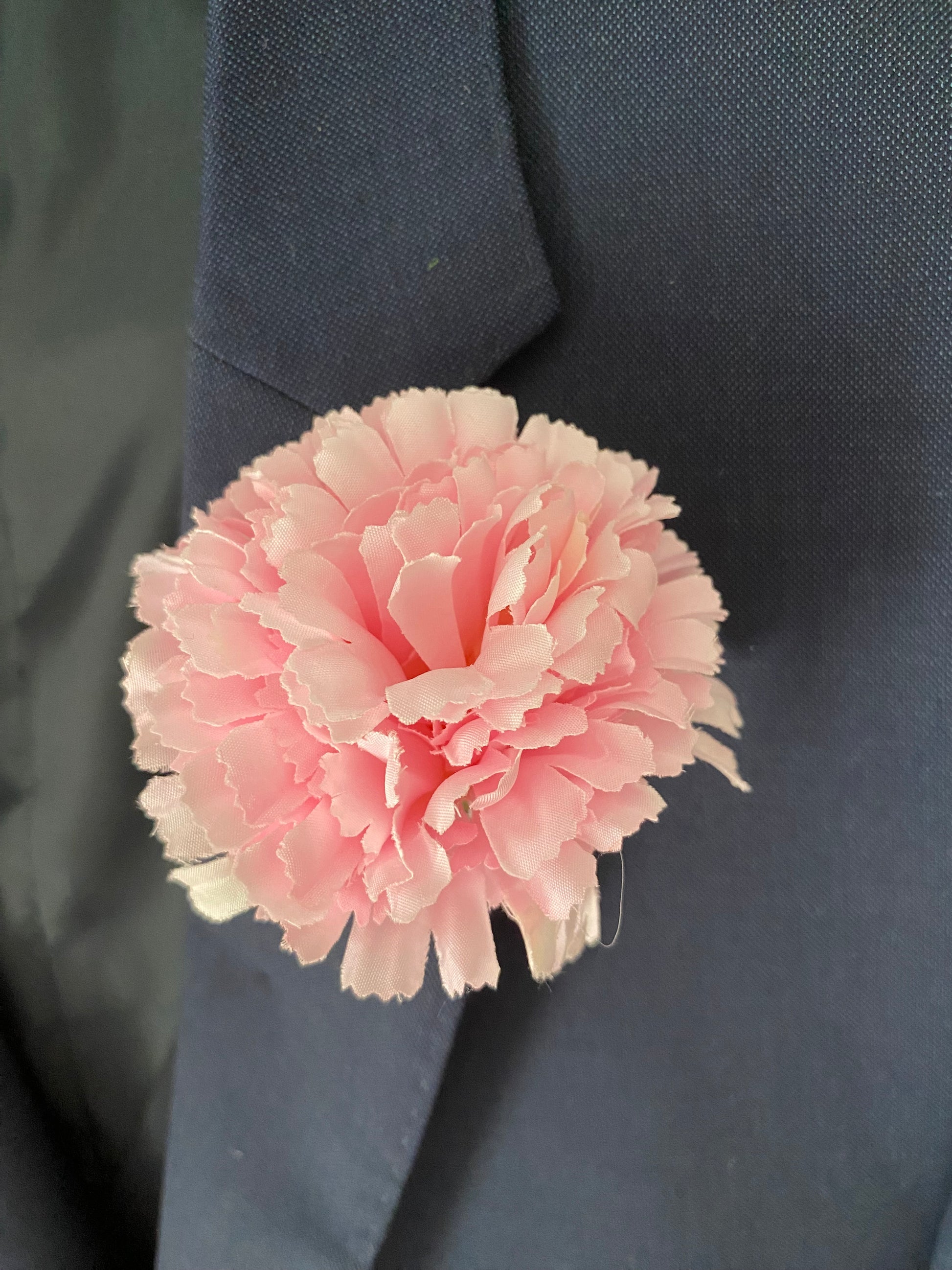 Silk pink carnation buttonhole lapel pin wedding formal occasion