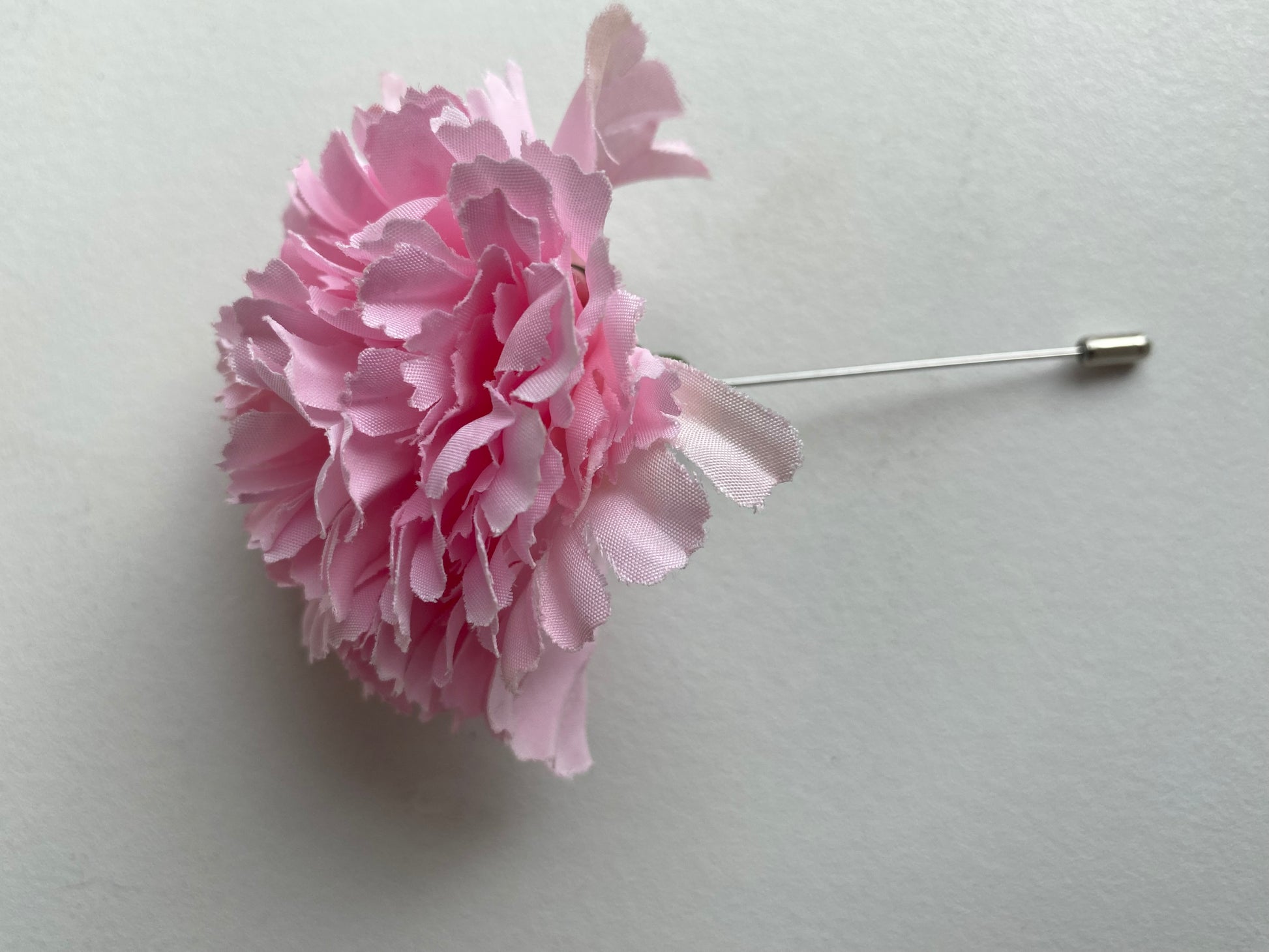 Silk pink carnation buttonhole lapel pin wedding formal occasion