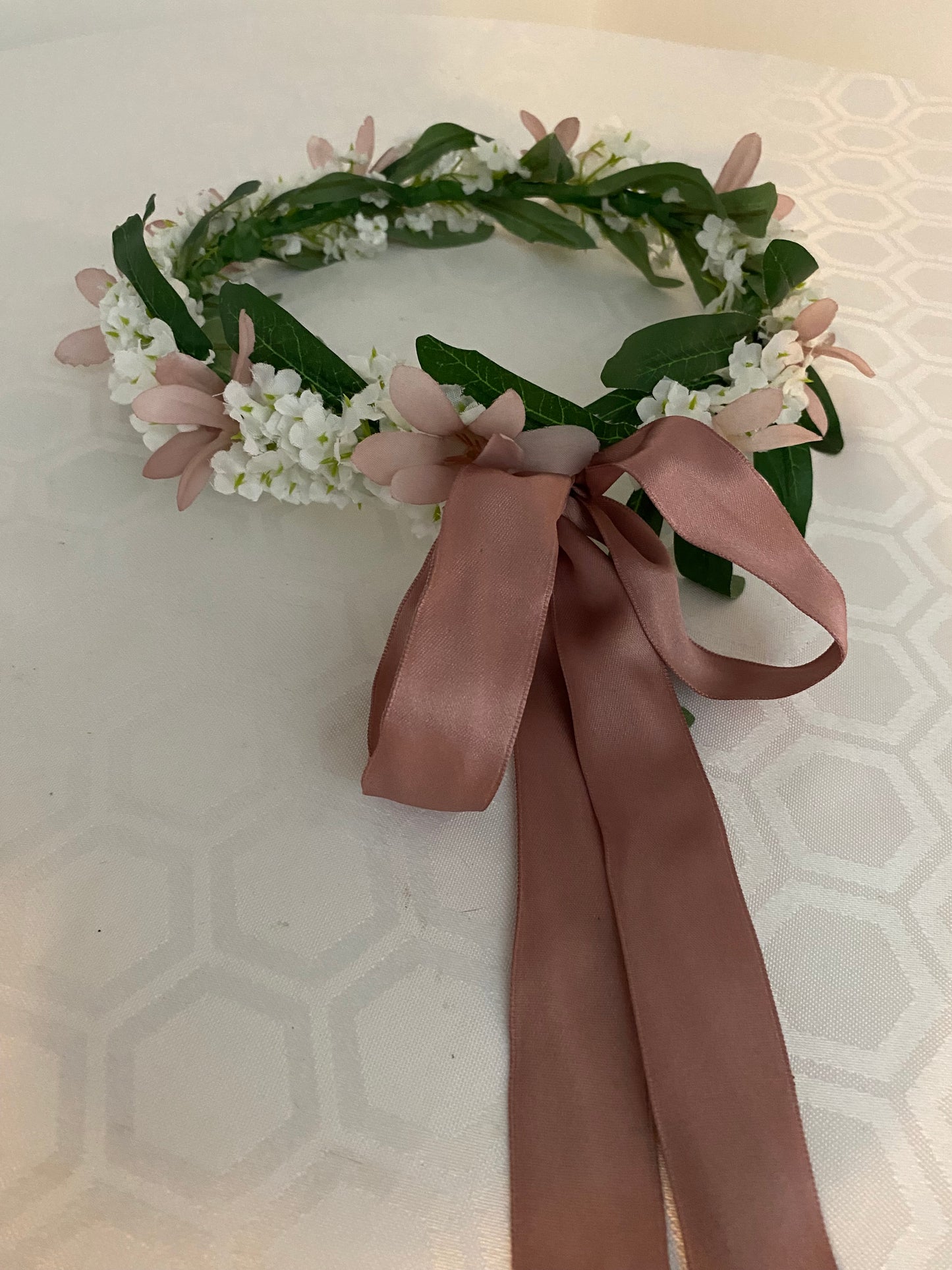 Dusky Pink And White Bridesmaids Flower Crown/head piece