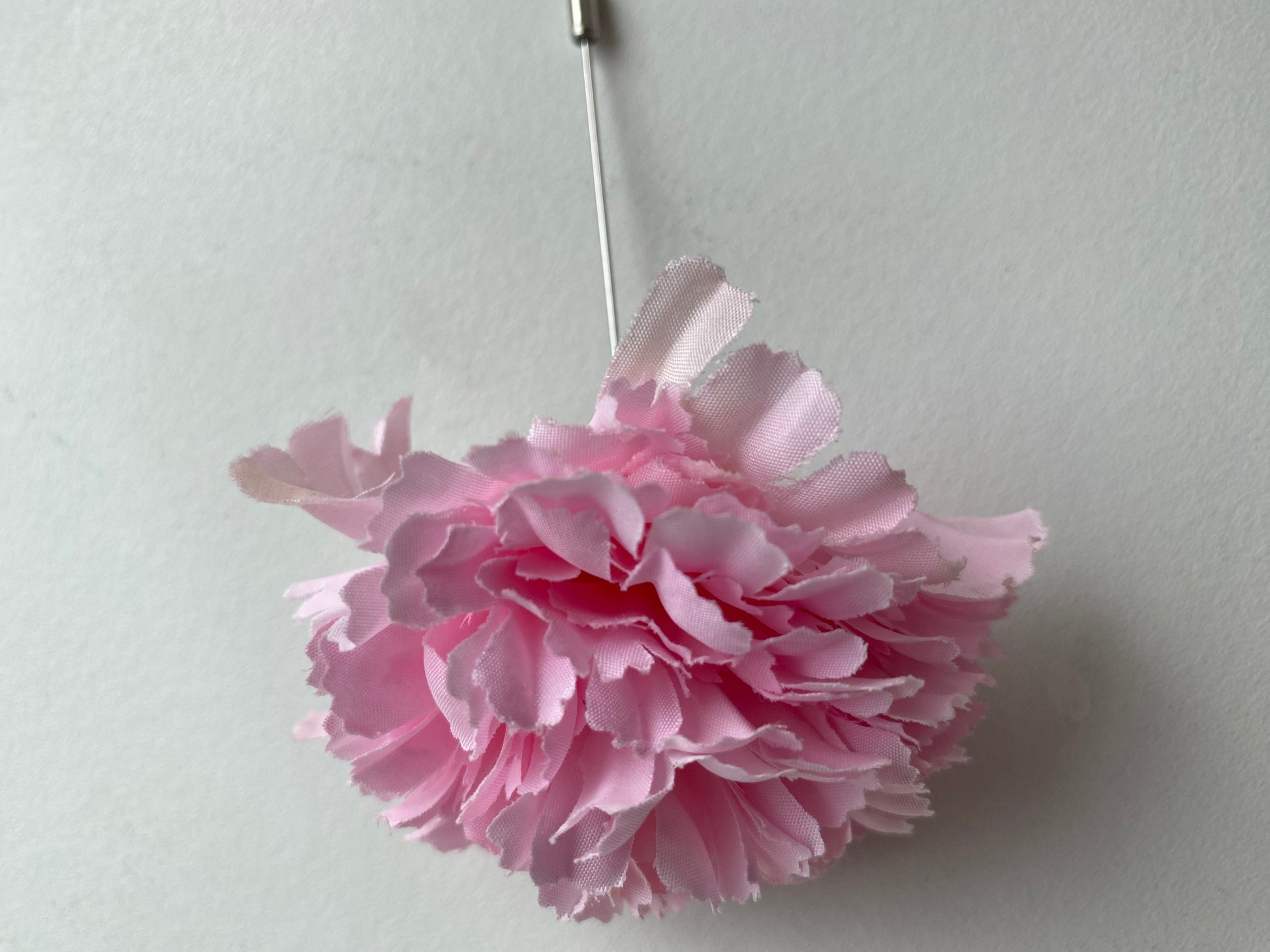 Silk pink carnation buttonhole lapel pin wedding formal occasion