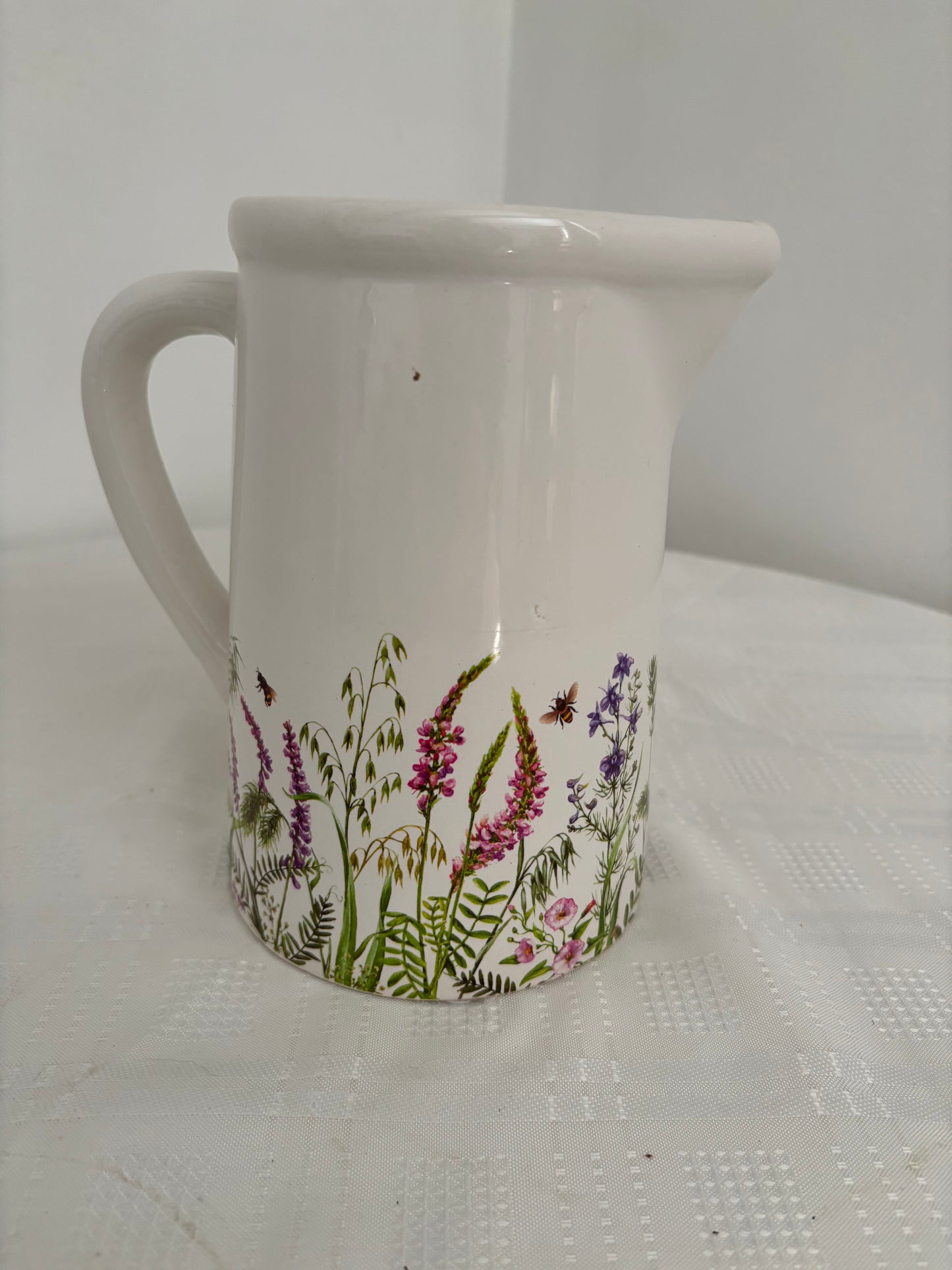 White jug with pretty meadow design