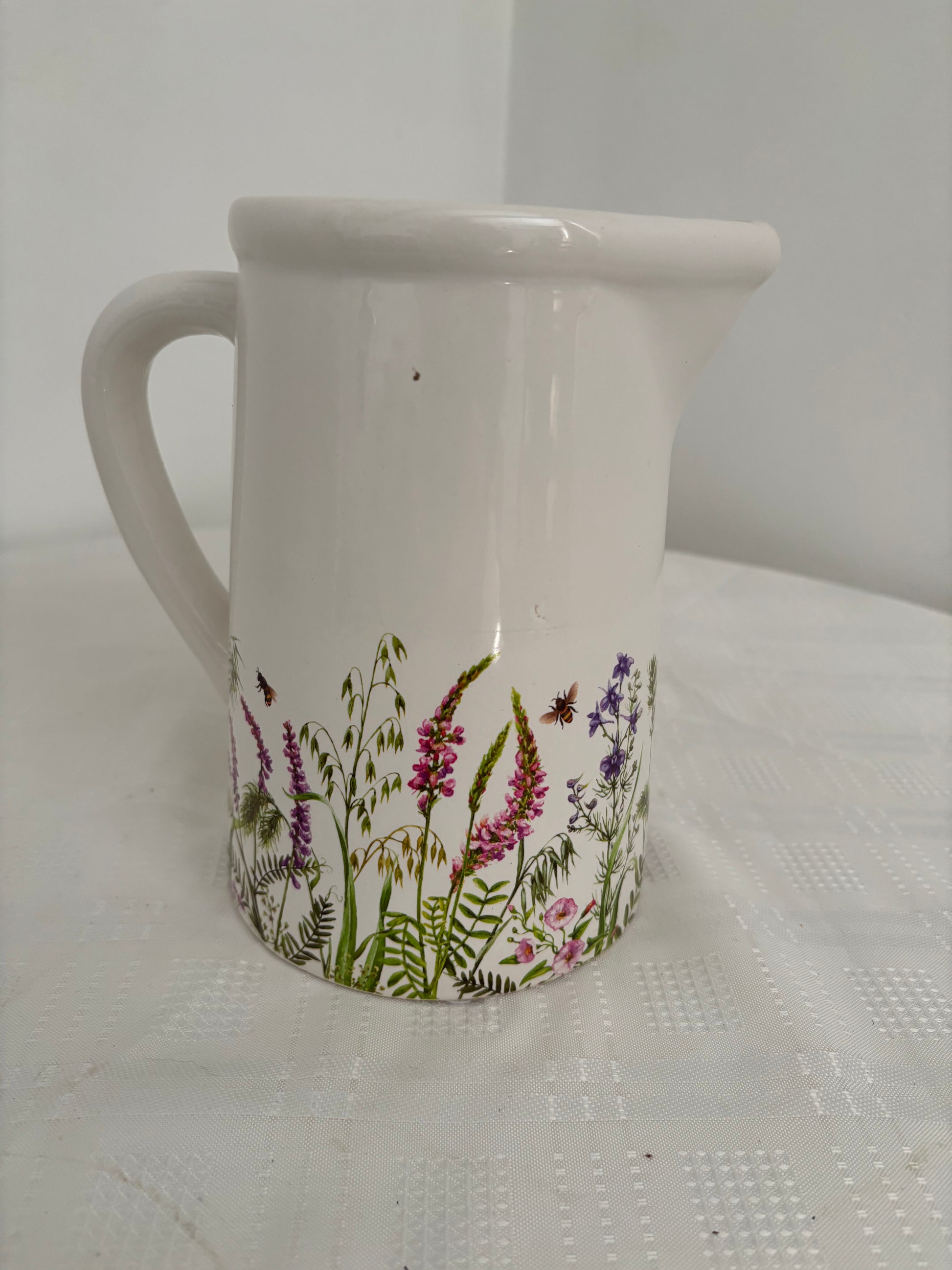 White jug with pretty meadow design