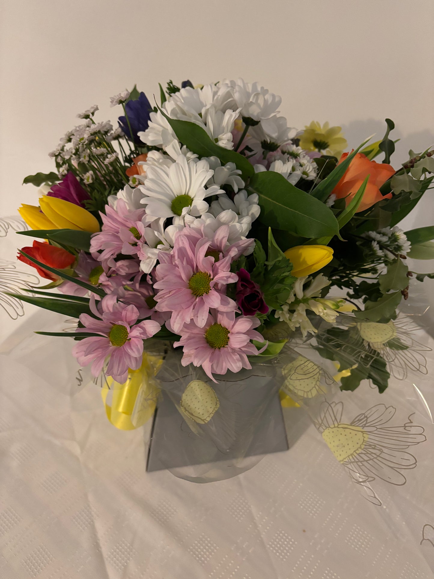 Spring at the Coast.  A hand tied Bouquet of mixed fresh spring flowers.