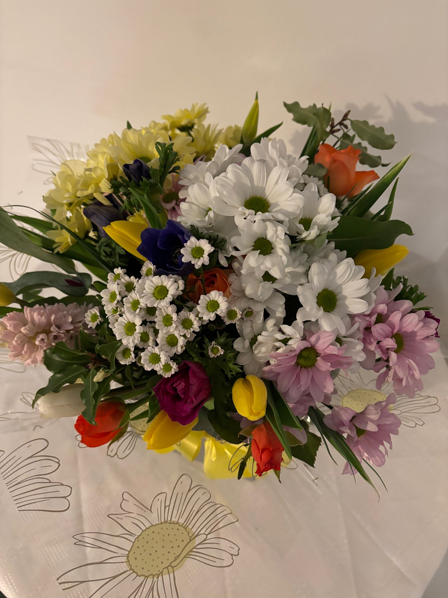 Spring at the Coast.  A hand tied Bouquet of mixed fresh spring flowers.