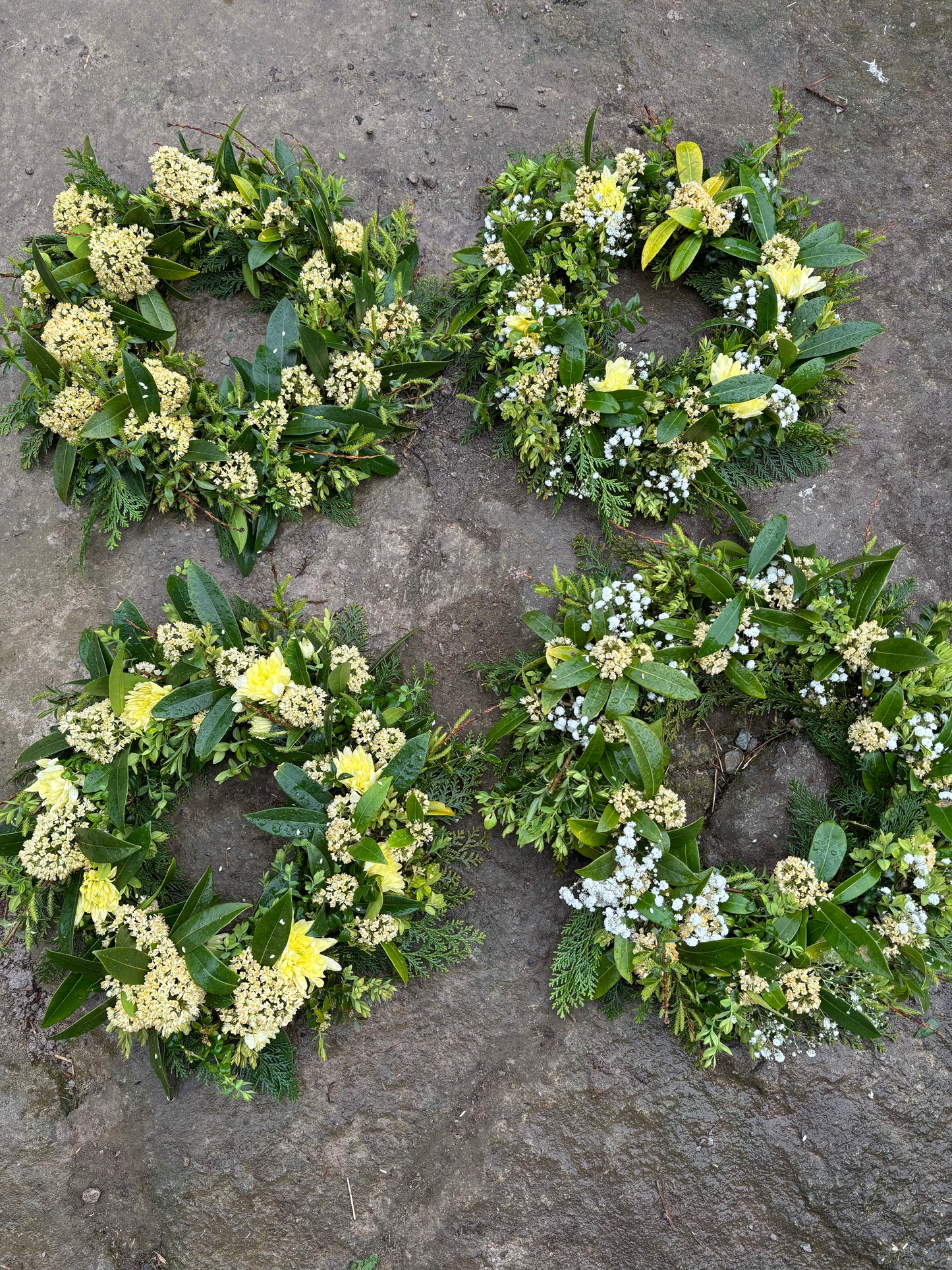 Yellow fresh flower Easter wreaths door decor