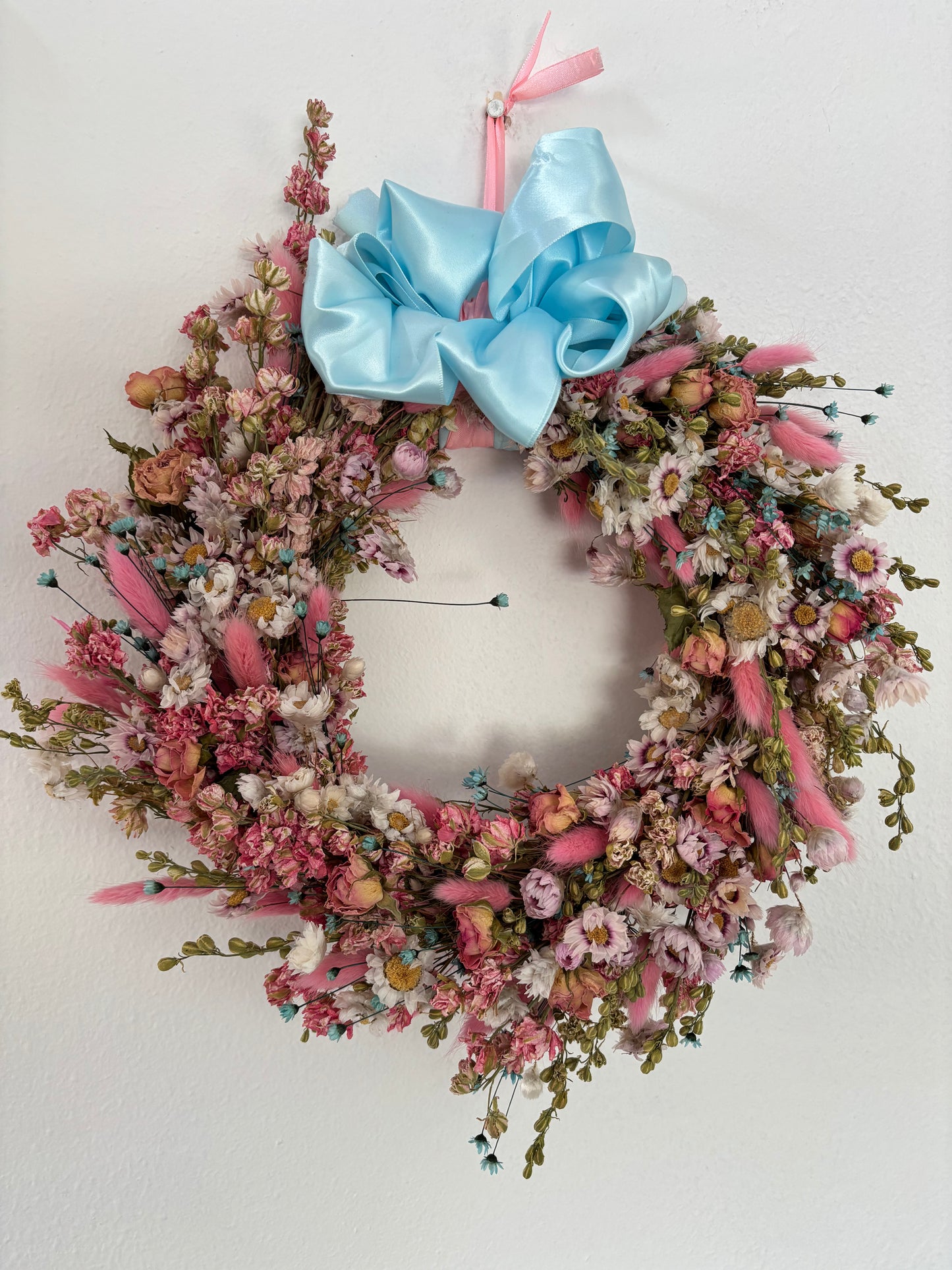 Shades of pink. Dried Flower Natural Hanging Wall art Home decor. Hand Made.
