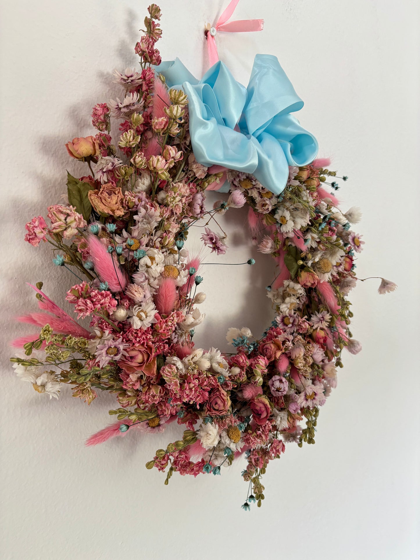 Shades of pink. Dried Flower Natural Hanging Wall art Home decor. Hand Made.