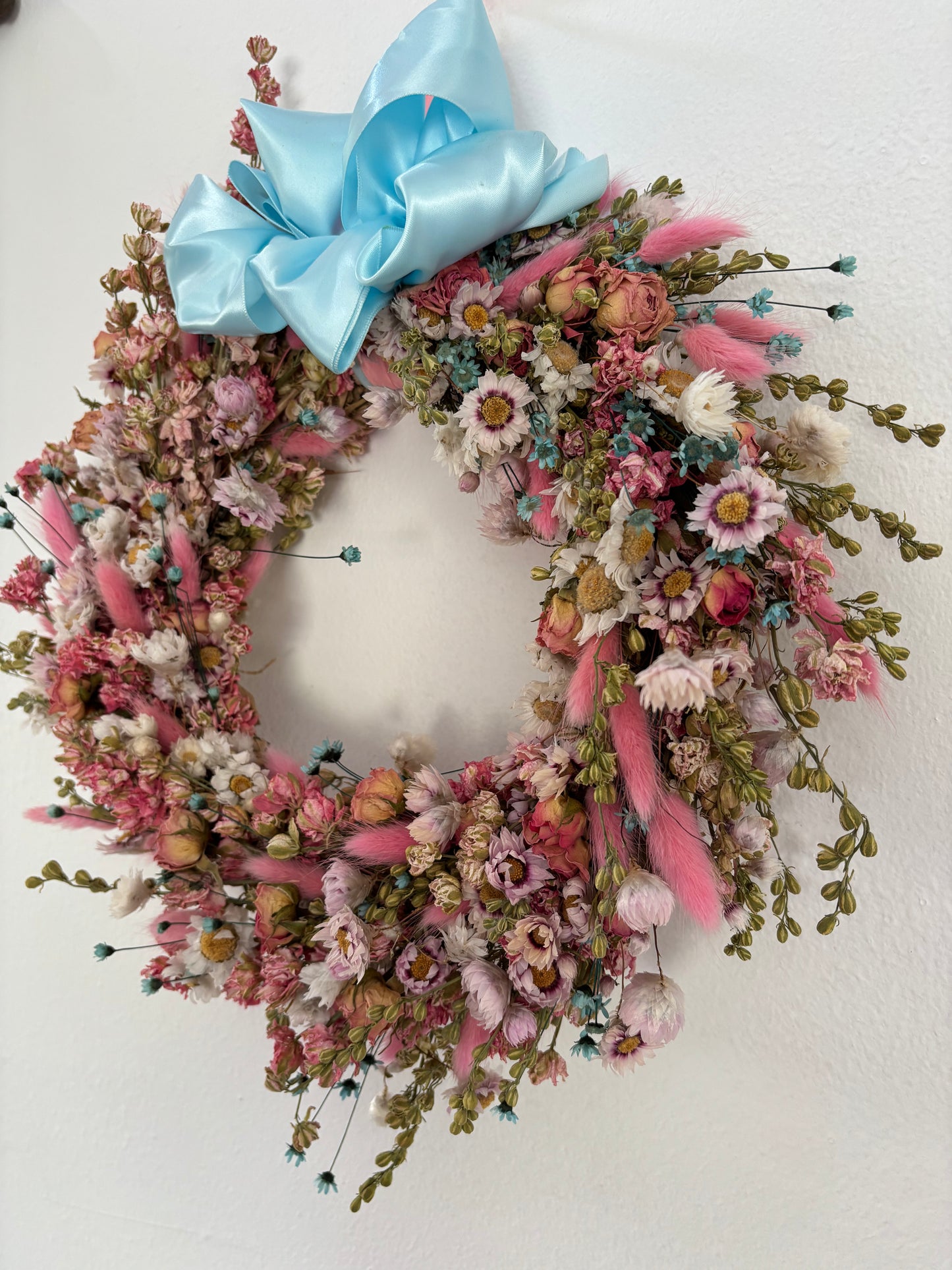 Shades of pink. Dried Flower Natural Hanging Wall art Home decor. Hand Made.