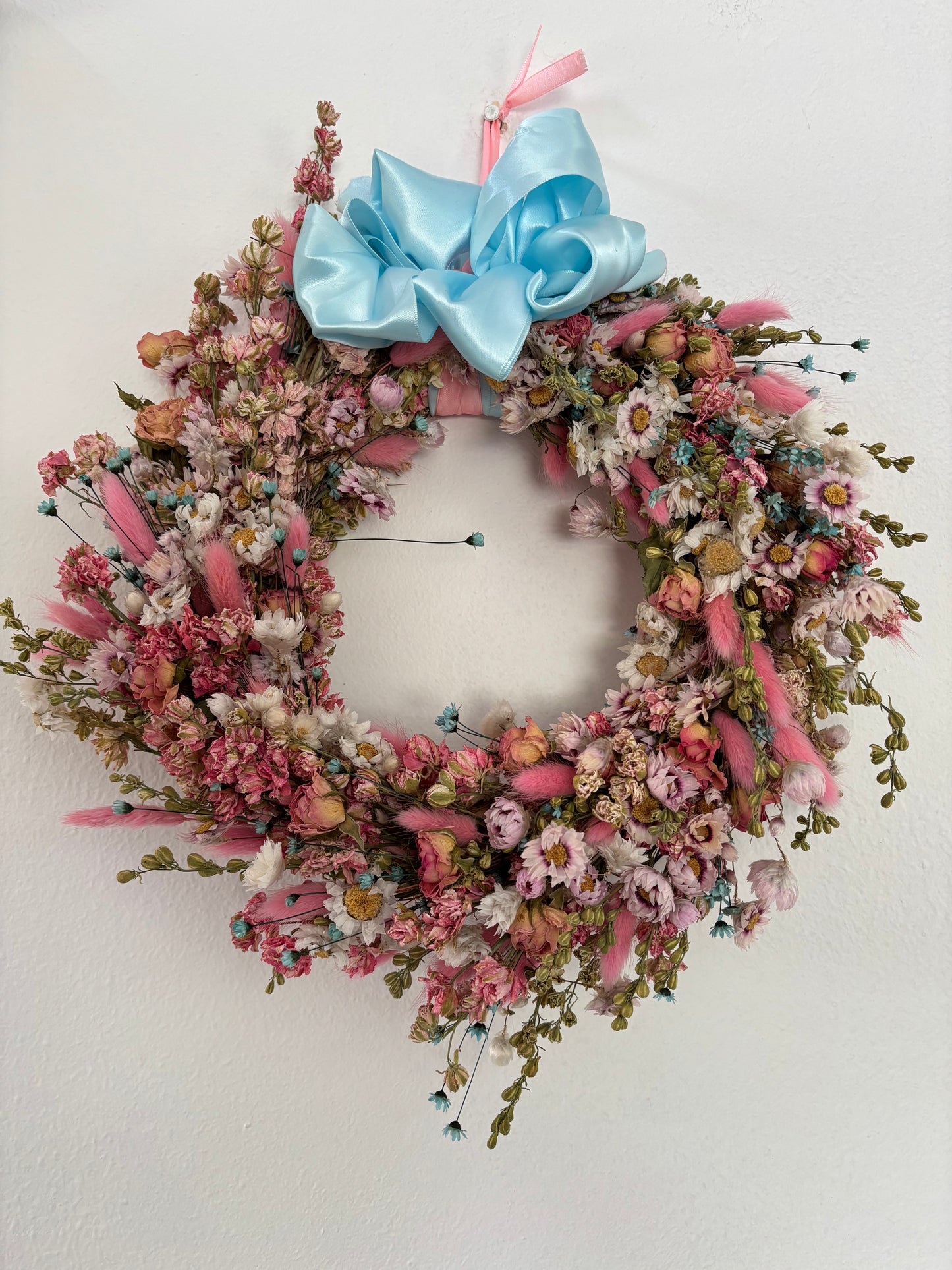 Shades of pink. Dried Flower Natural Hanging Wall art Home decor. Hand Made.