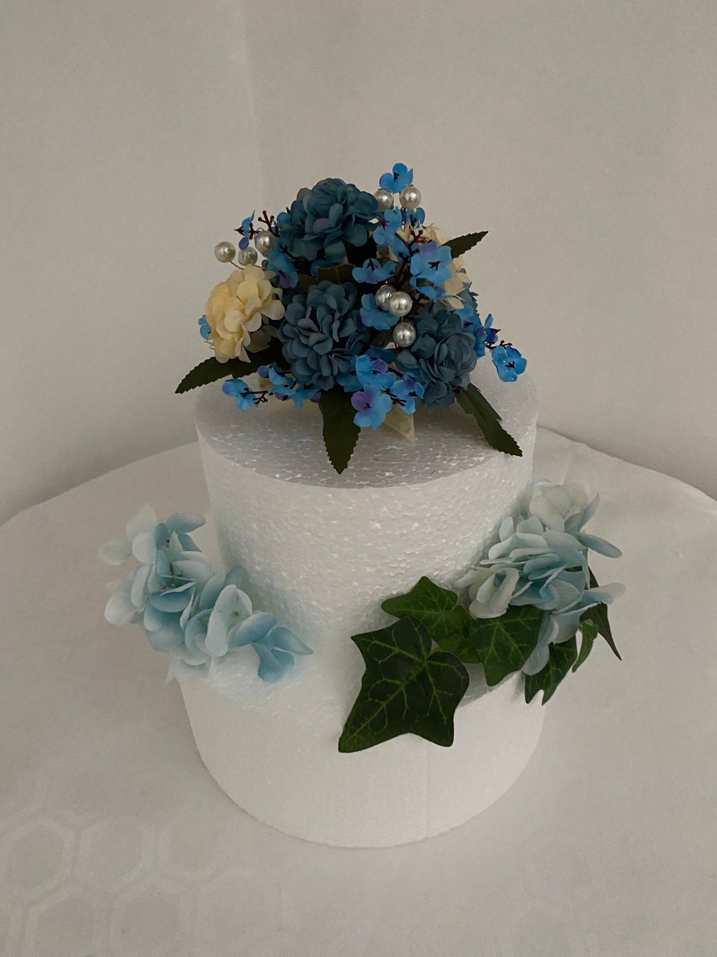 Blue and cream Silk Hydrangea Cake Topper Cake decoration
