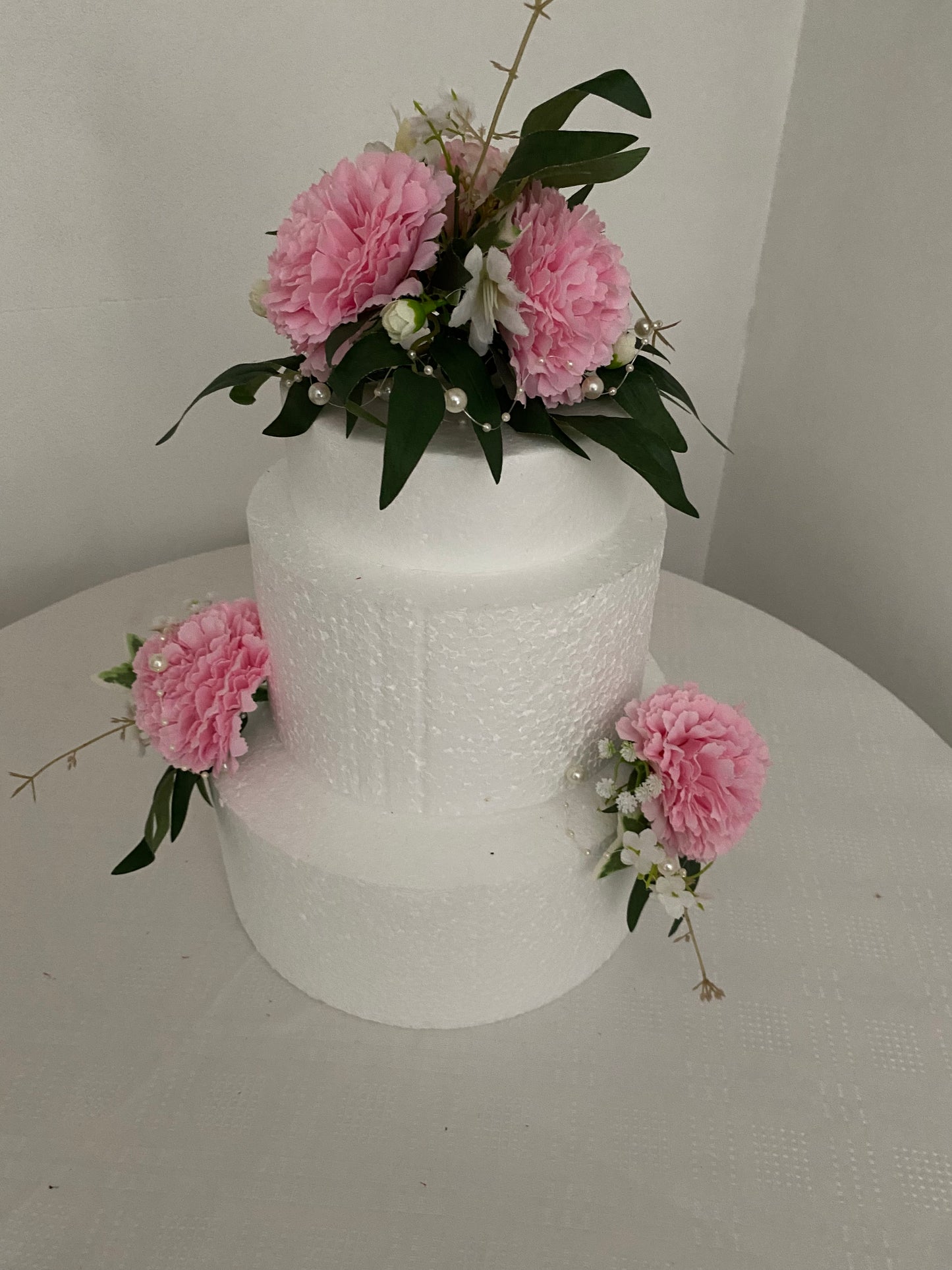 Cake Decoration Flowers. Silk flowers Cake decoration set. Pink Carnations