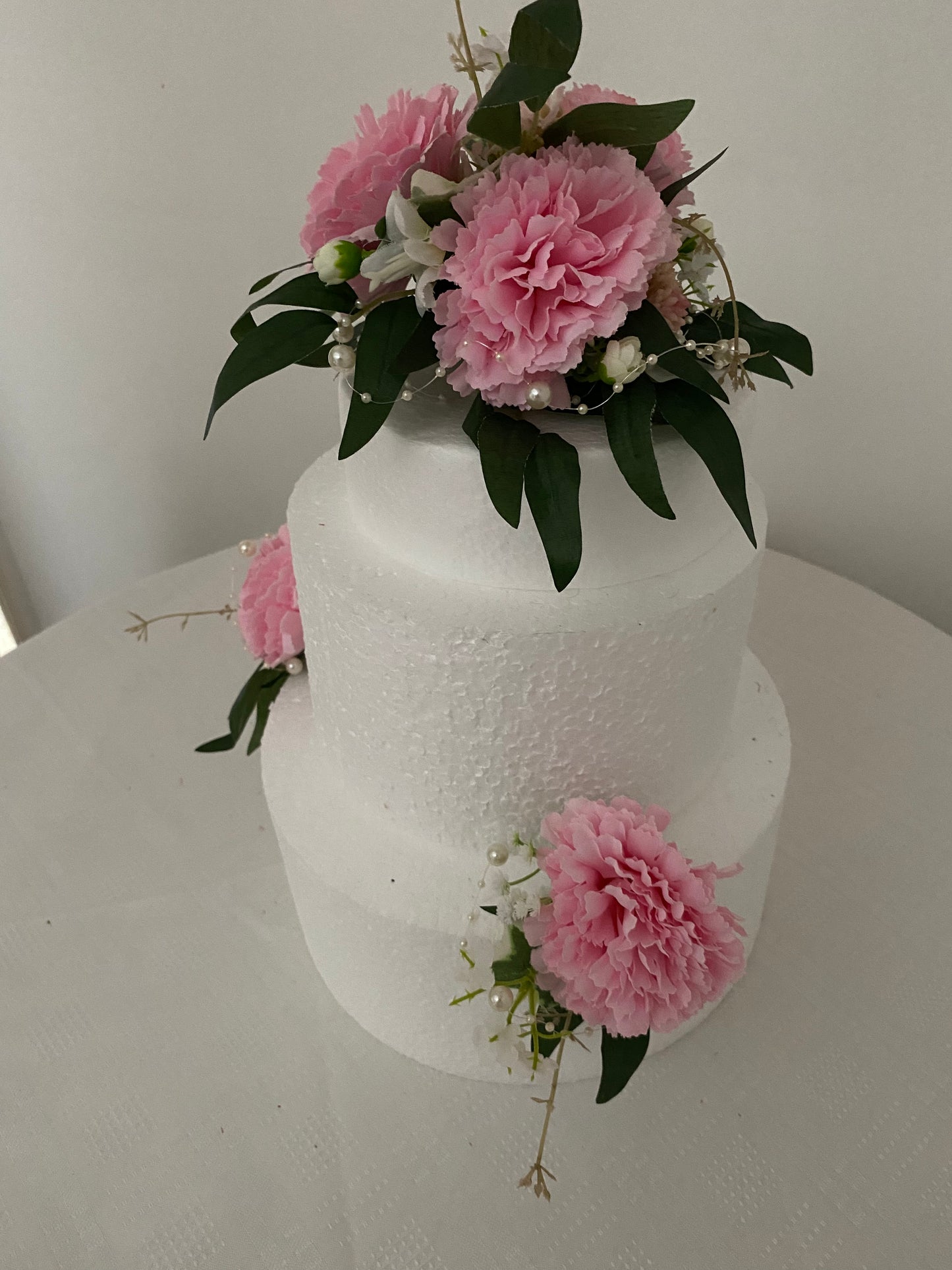 Cake Decoration Flowers. Silk flowers Cake decoration set. Pink Carnations