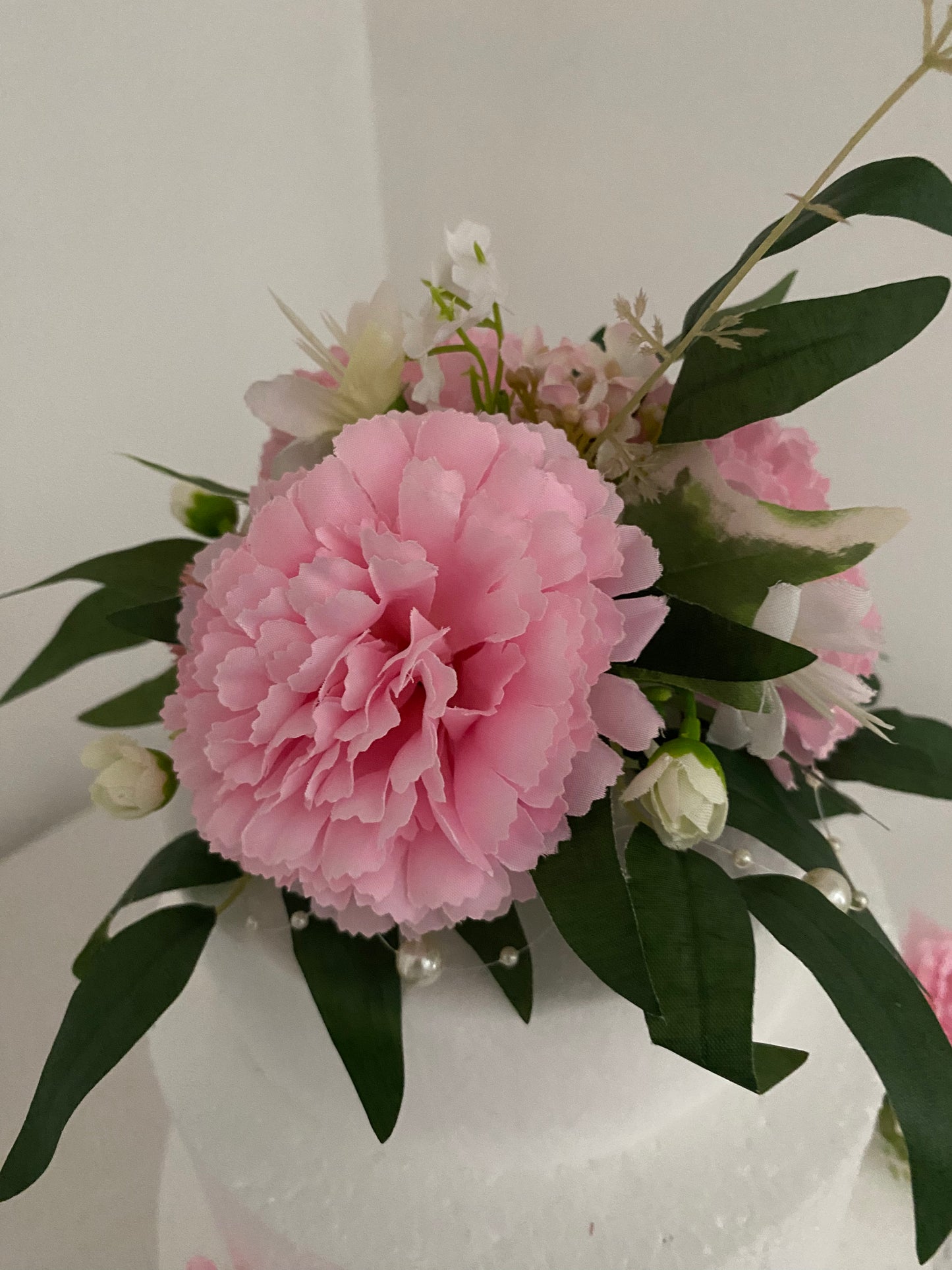 Cake Decoration Flowers. Silk flowers Cake decoration set. Pink Carnations