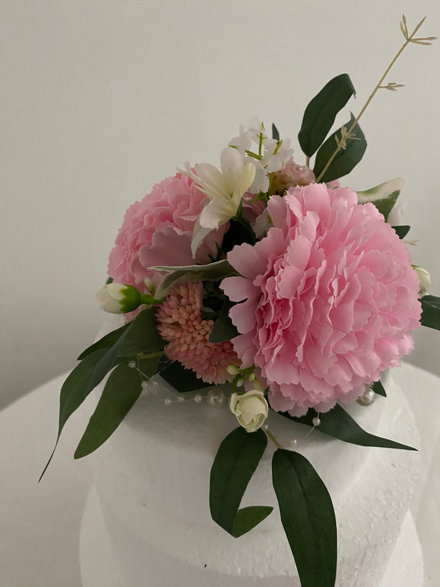 Cake Decoration Flowers. Silk flowers Cake decoration set. Pink Carnations