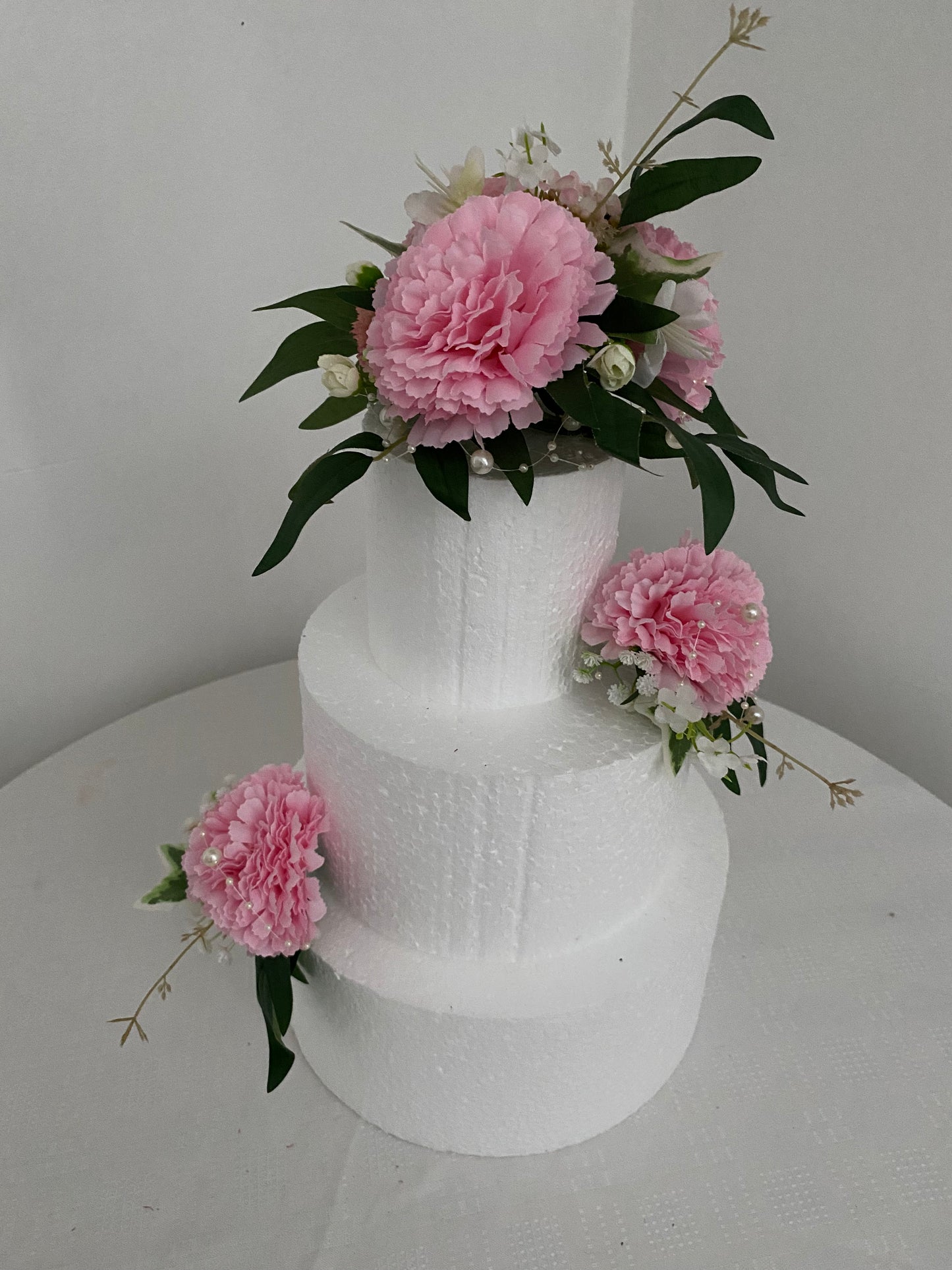 Cake Decoration Flowers. Silk flowers Cake decoration set. Pink Carnations