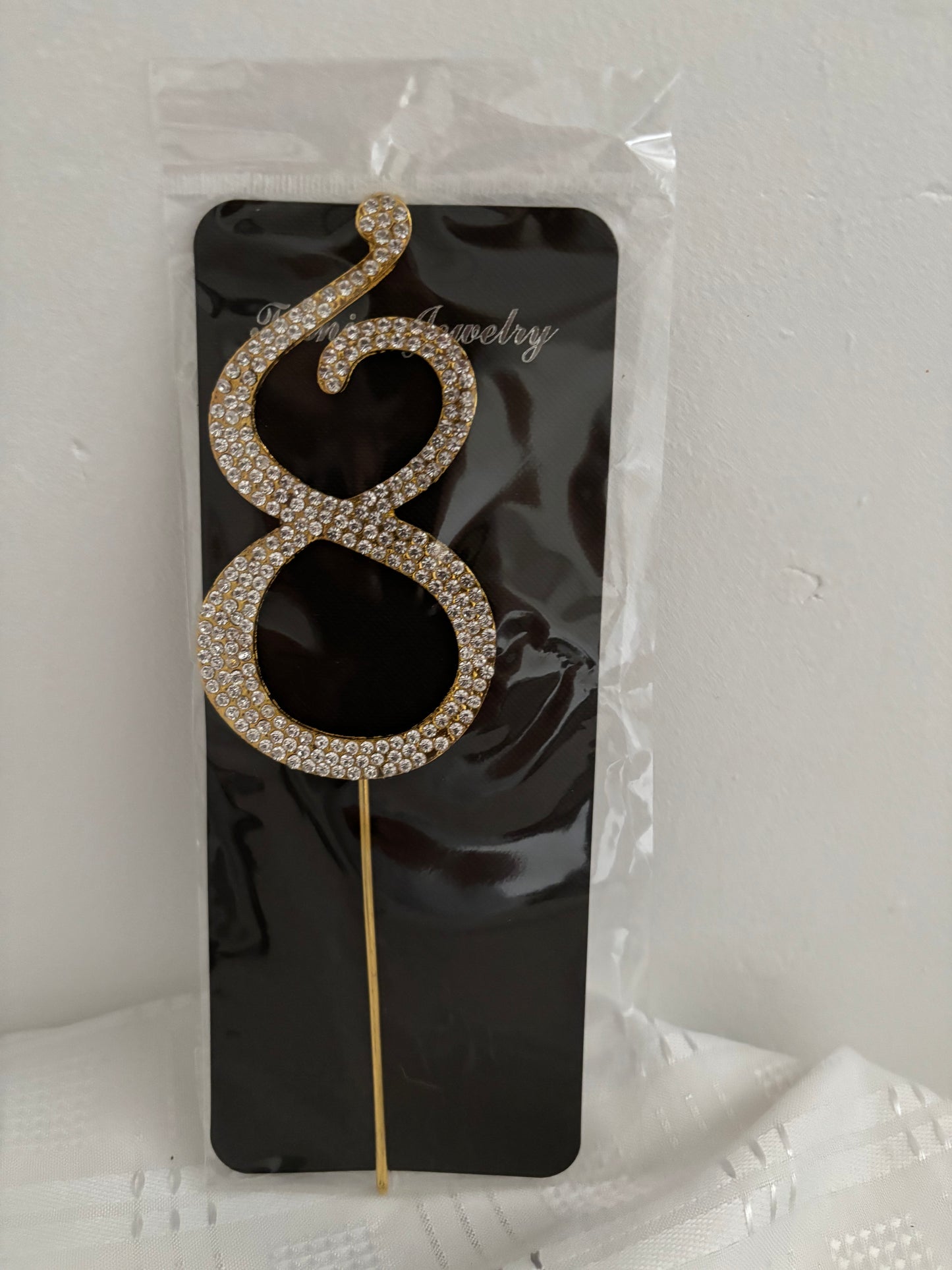 "Number 8" Diamante Cake Topper. Birthday anniversary Cake decoration topper. Table Number