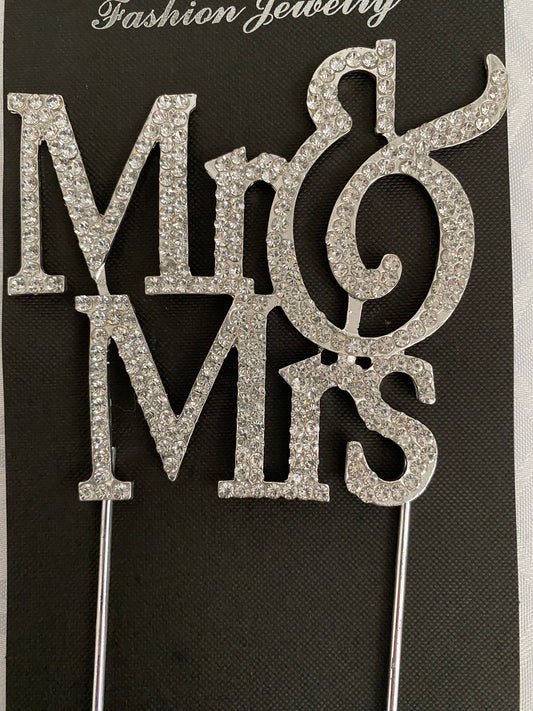 "Mr & Mrs" Diamante Cake Topper. Wedding Cake decoration