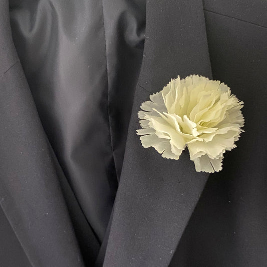 Cream carnation buttonhole lapel pin wedding formal occasion