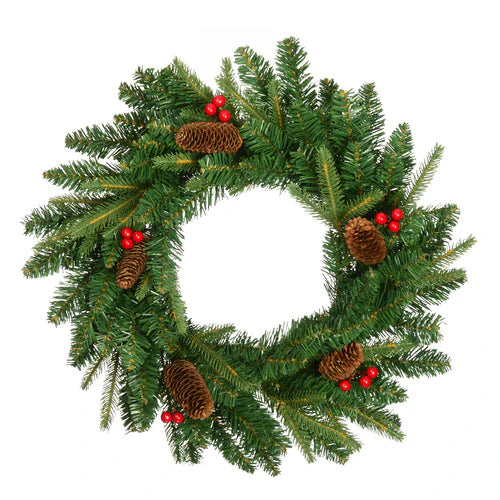 Artificial Pine Traditional Christmas hanging wreath.