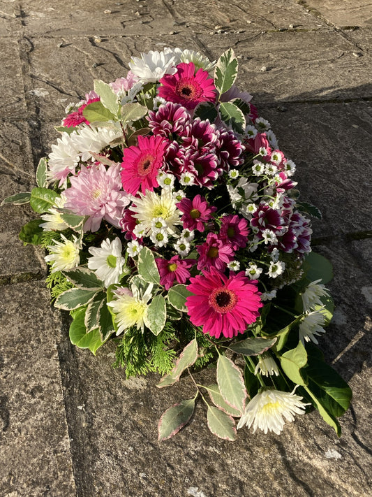 Casket Funeral Tribute double ended arrangement - Pink