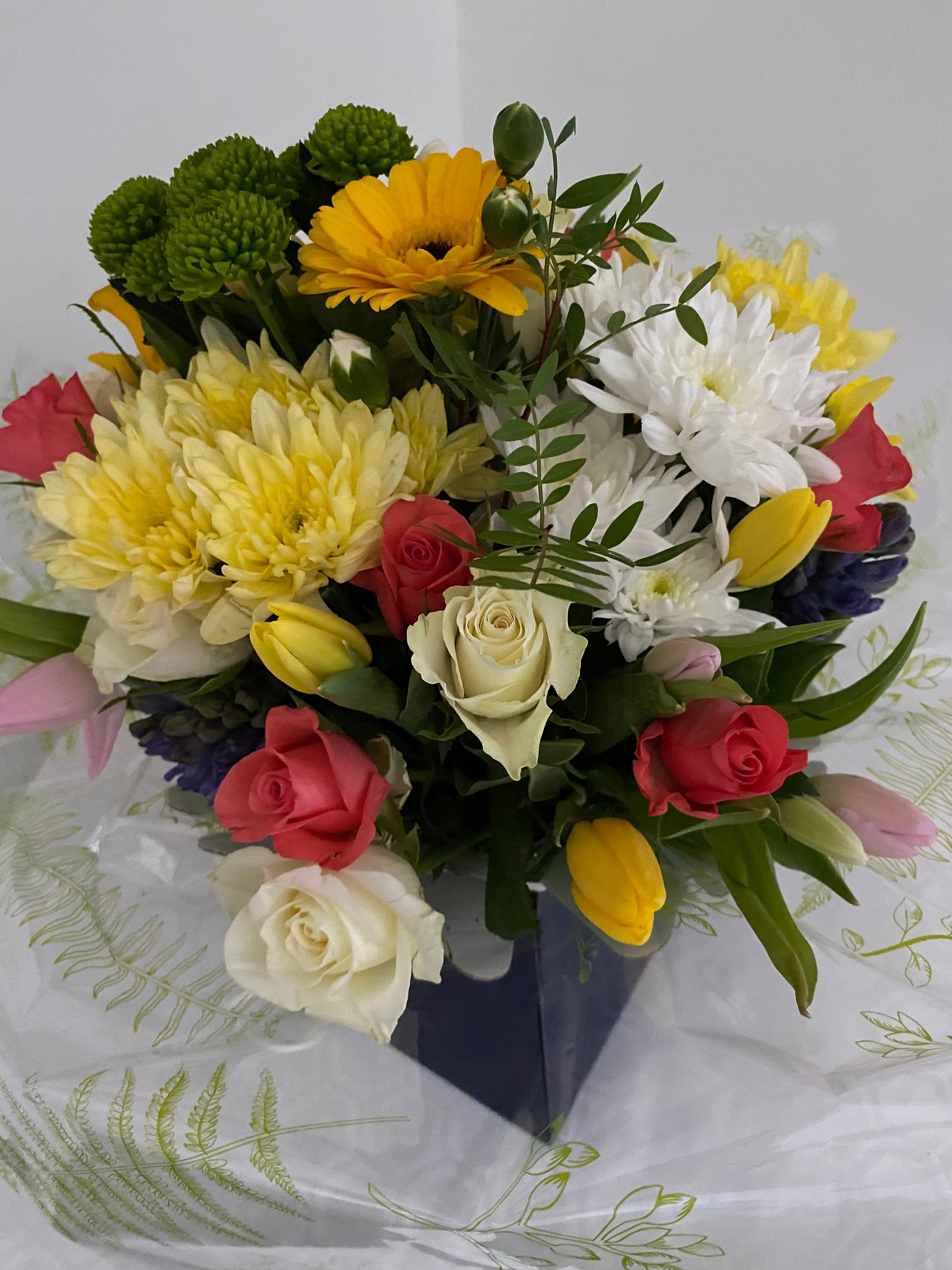 Spring at the Coast.  A hand tied Bouquet of mixed fresh spring flowers.