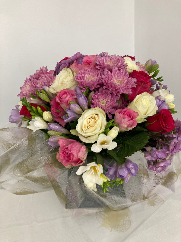 Solva Gardens. Hand Tied Bouquet of fresh flowers in Shades of Pink ...