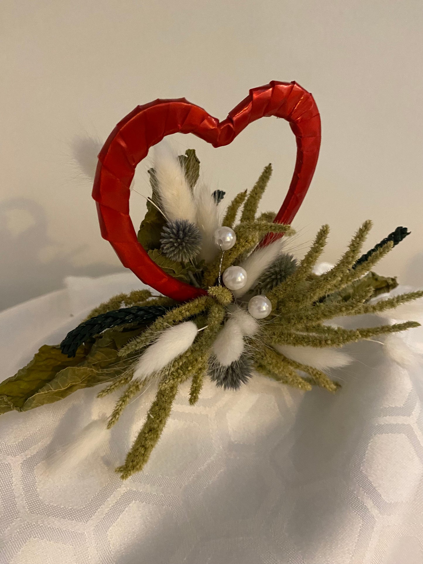 Dried Flower Red Heart Cake Topper Cake decoration