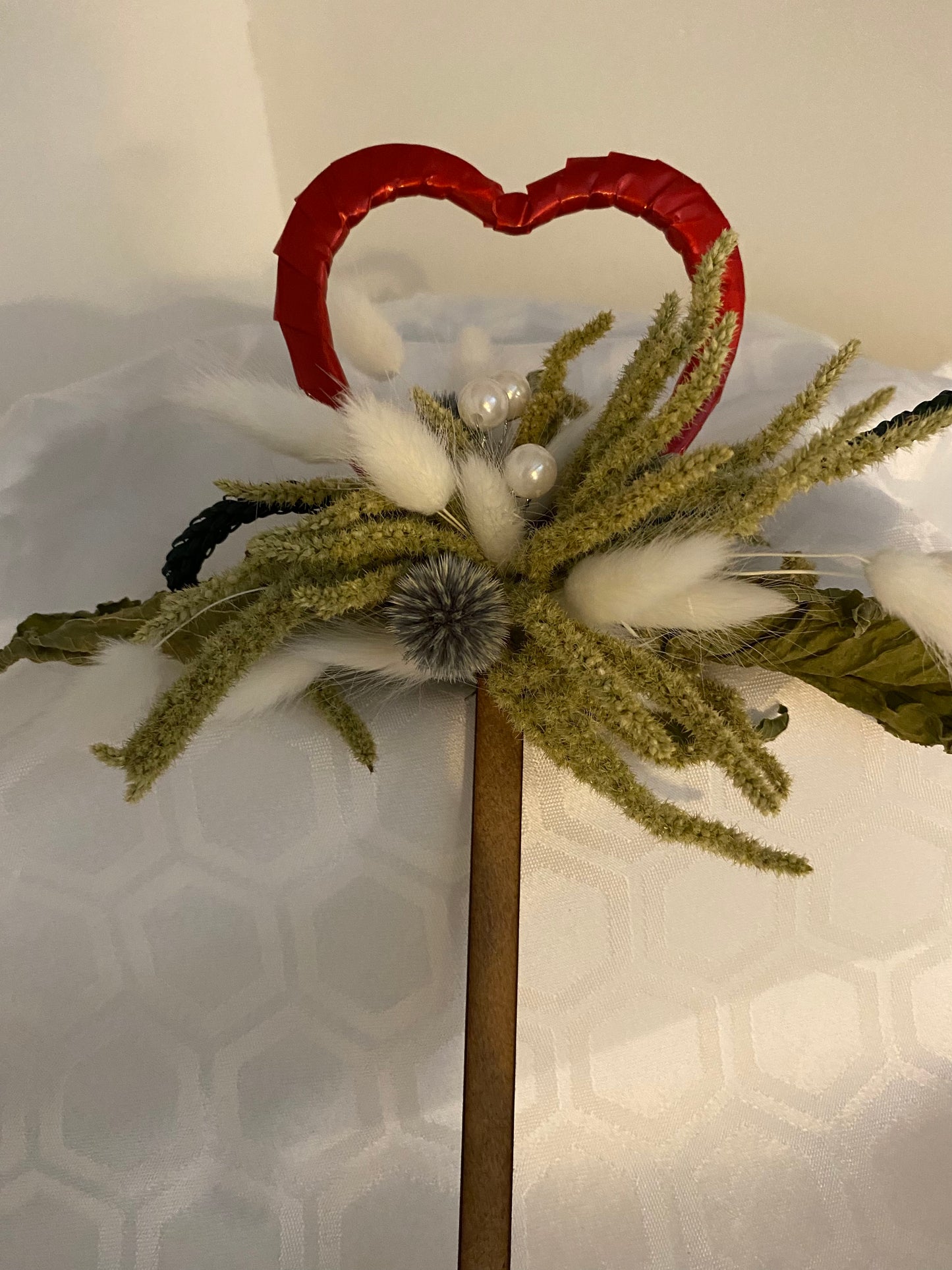 Dried Flower Red Heart Cake Topper Cake decoration