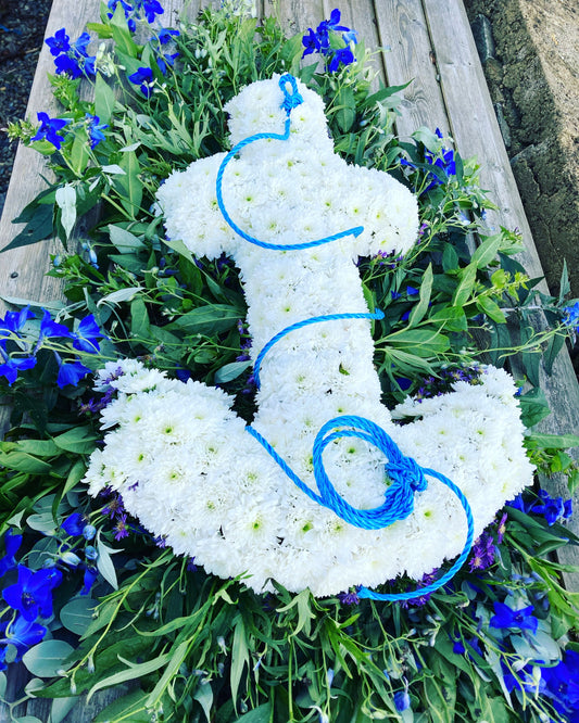 Funeral Tribute - Anchor in Blue and white