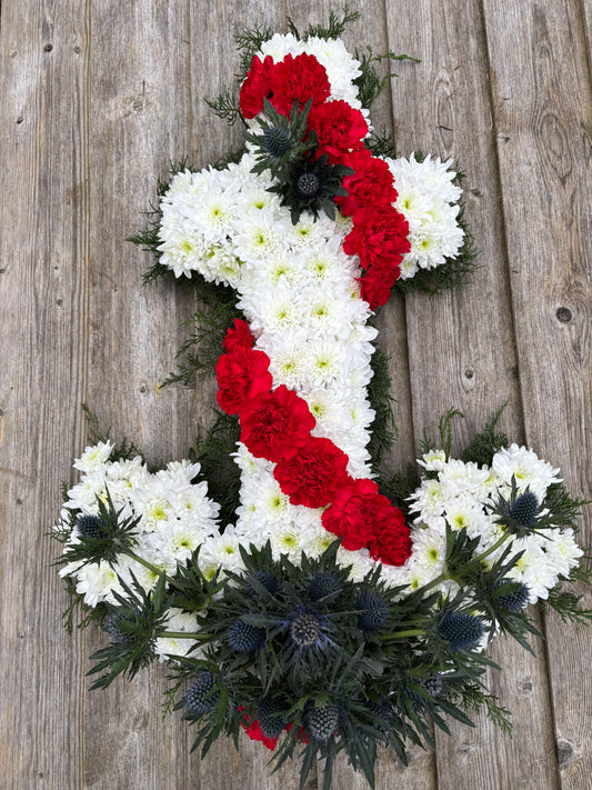 Funeral Tribute - Anchor in Red, White and Blue