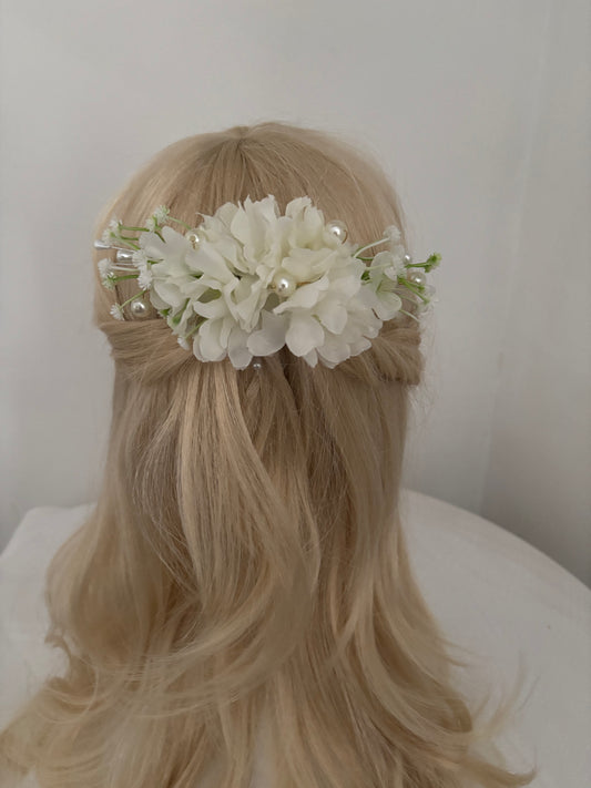 Wedding Hair accessory. White Silk flower hair comb.