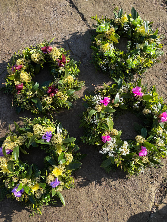 Yellow flowers Easter wreath Solva Flowers 