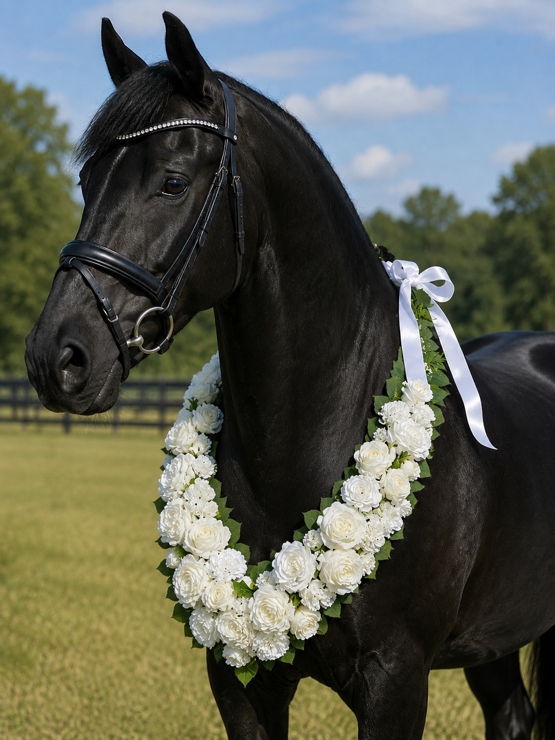 Horse Floral Neck Garland. Equine silk flowers for weddings, shows, photoshoots. As these are hand made to order please allow at least 14 days prior to your event to avoid disappointment.