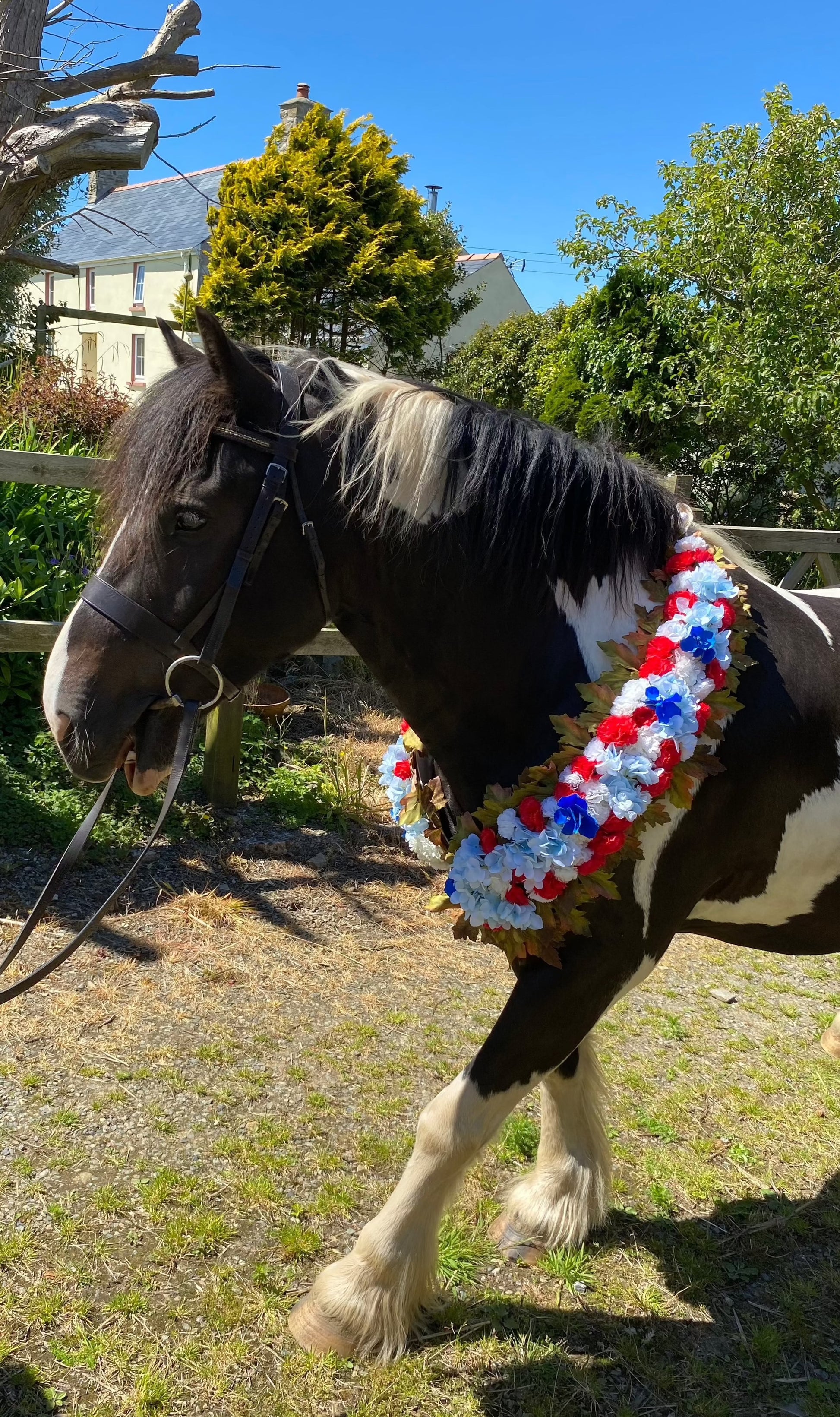 Horse, equine, artificial silk floral neck collar Garland