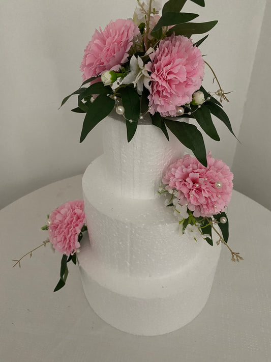 Cake Decoration Flowers. Silk flowers Cake decoration set. Pink Carnations