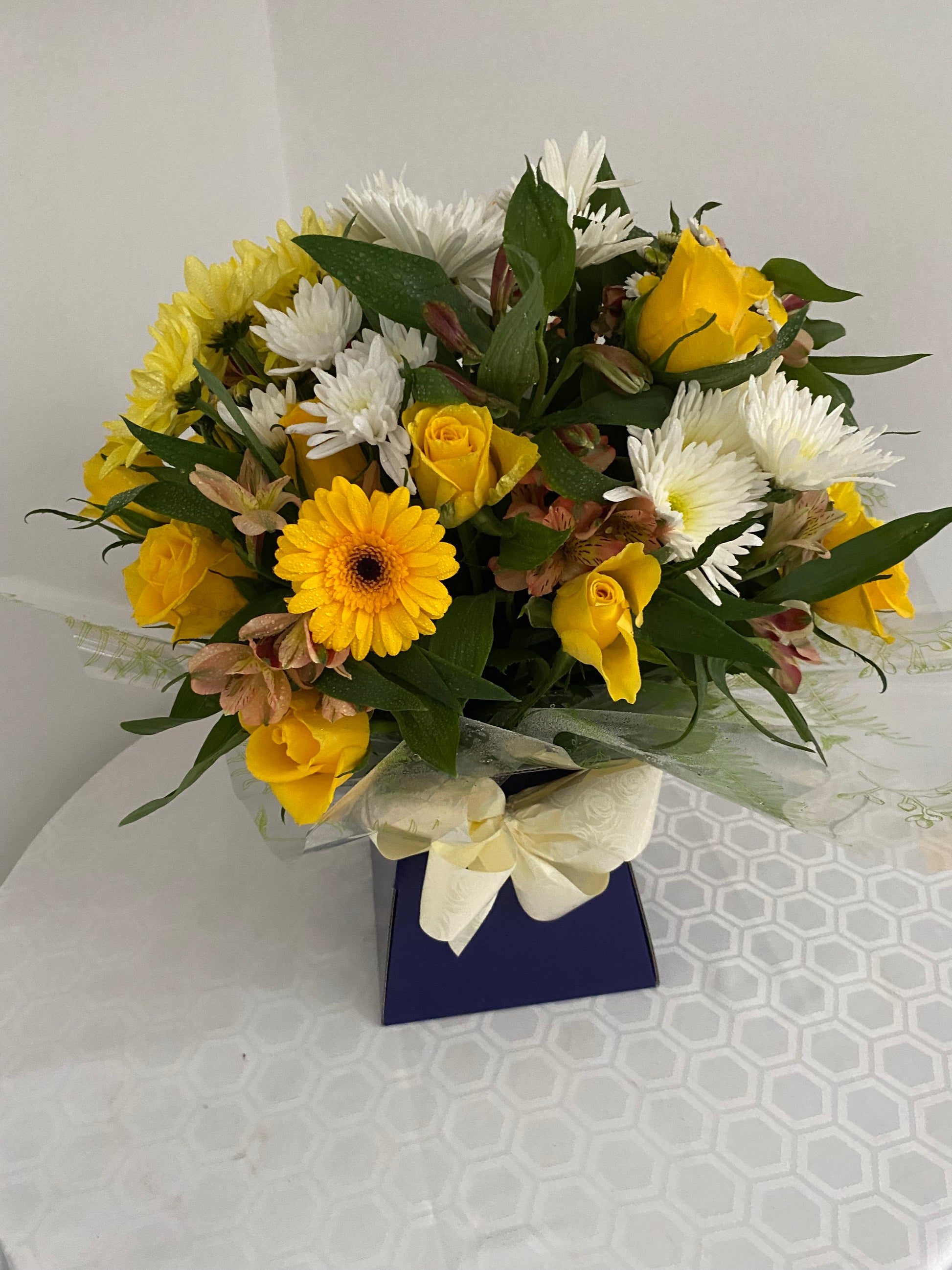 View On the Coast Path. Fresh Flower Bouquet in shades of yellow