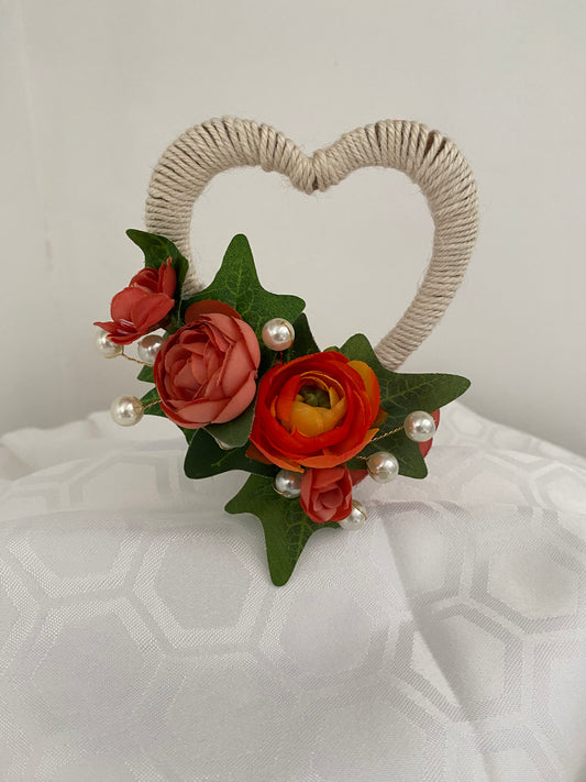 Hand Made Floral Heart Cake Topper Cake decoration