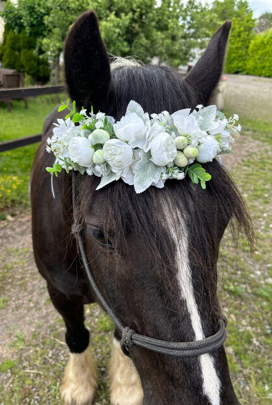 HAND MADE FLORAL HEAD PIECE FOR HORSE PONY ALPACA GOAT SHEEP DOG ANIMALS