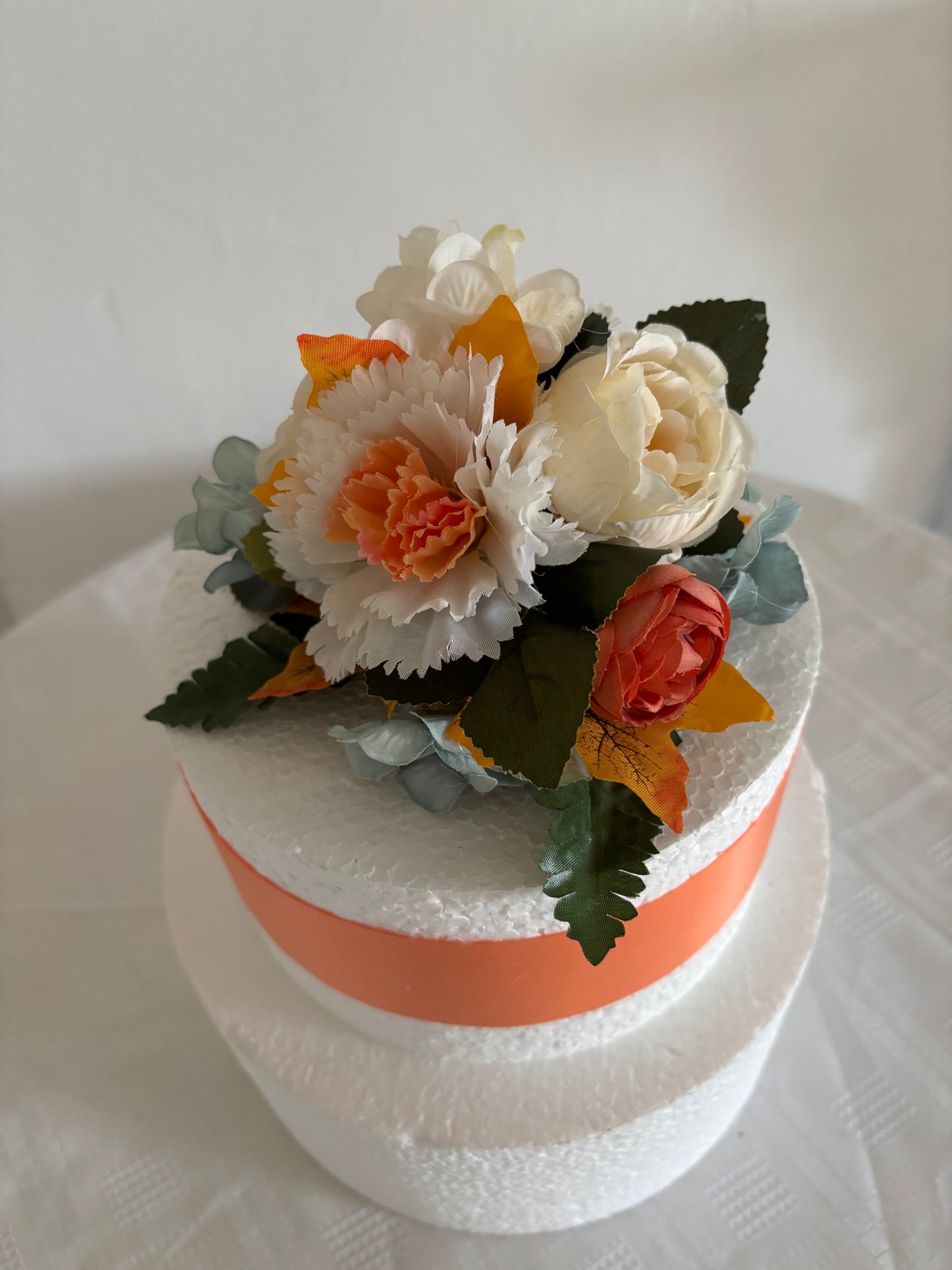 Pale Blue and warm orange cake topper