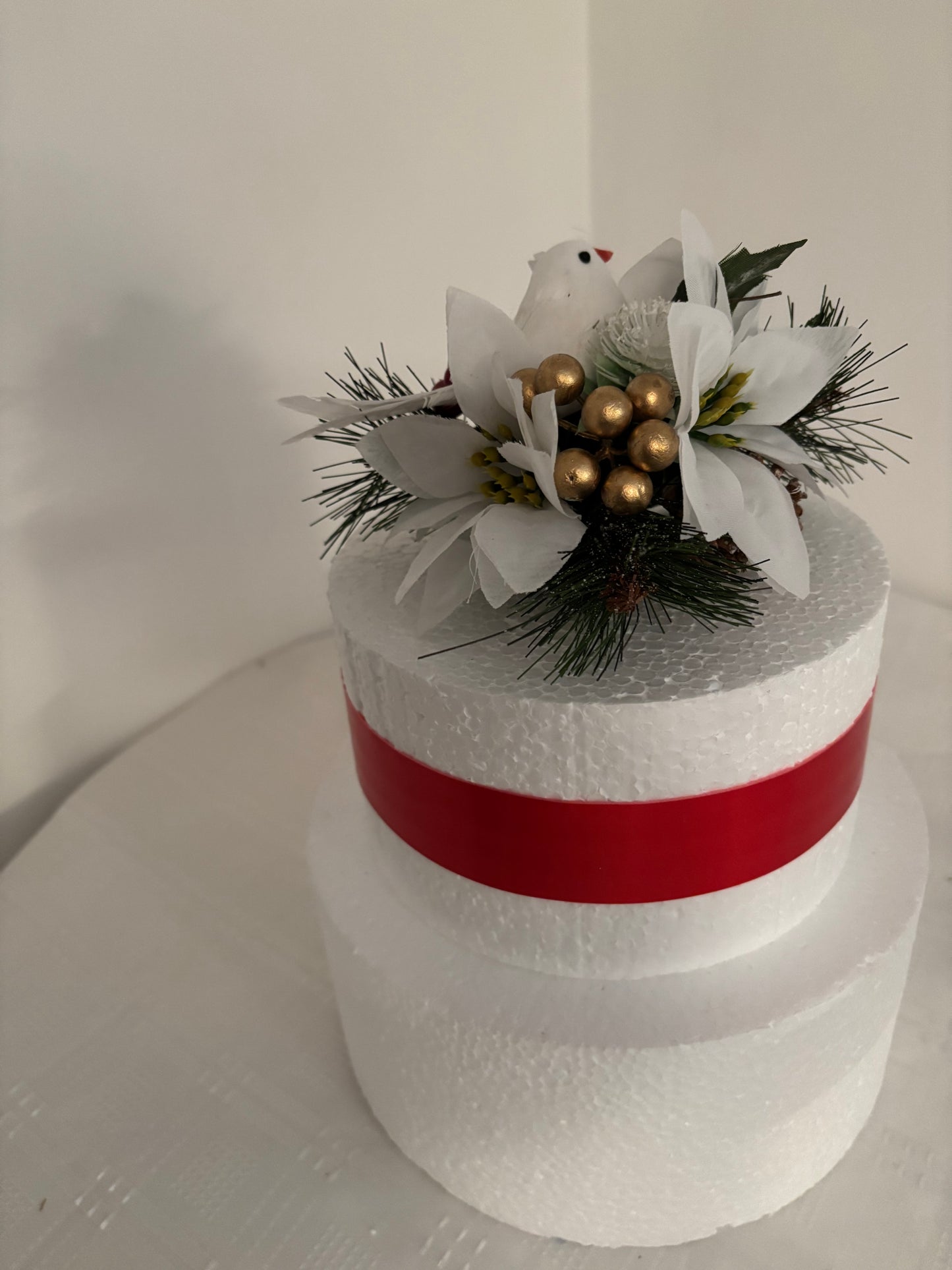 Decorative cake flowers festive white poinsettia with white dove